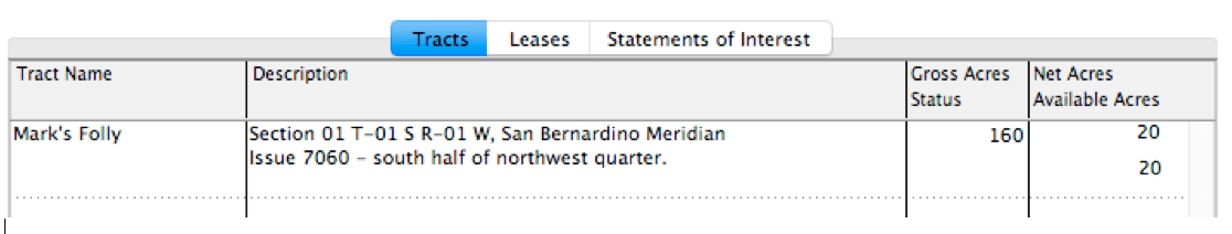 Fig 6-7 Tab Window for Leases